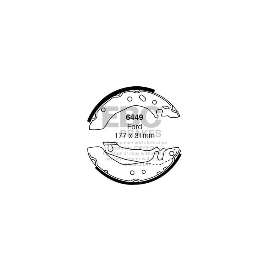 EBC 6449 Ford Rear Brake Shoes (Inc. Escort Mk5 & Orion) 1 | Duco Car Parts UK Car Parts