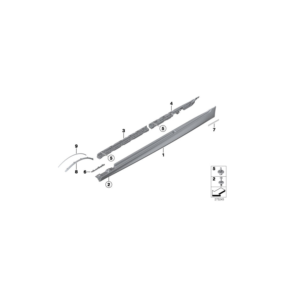 Genuine BMW 51778048686 F10 F11 Door Sill Cover, Primed Right M (Inc. 528iX, 520d & 530i) | Duco Car Parts UK