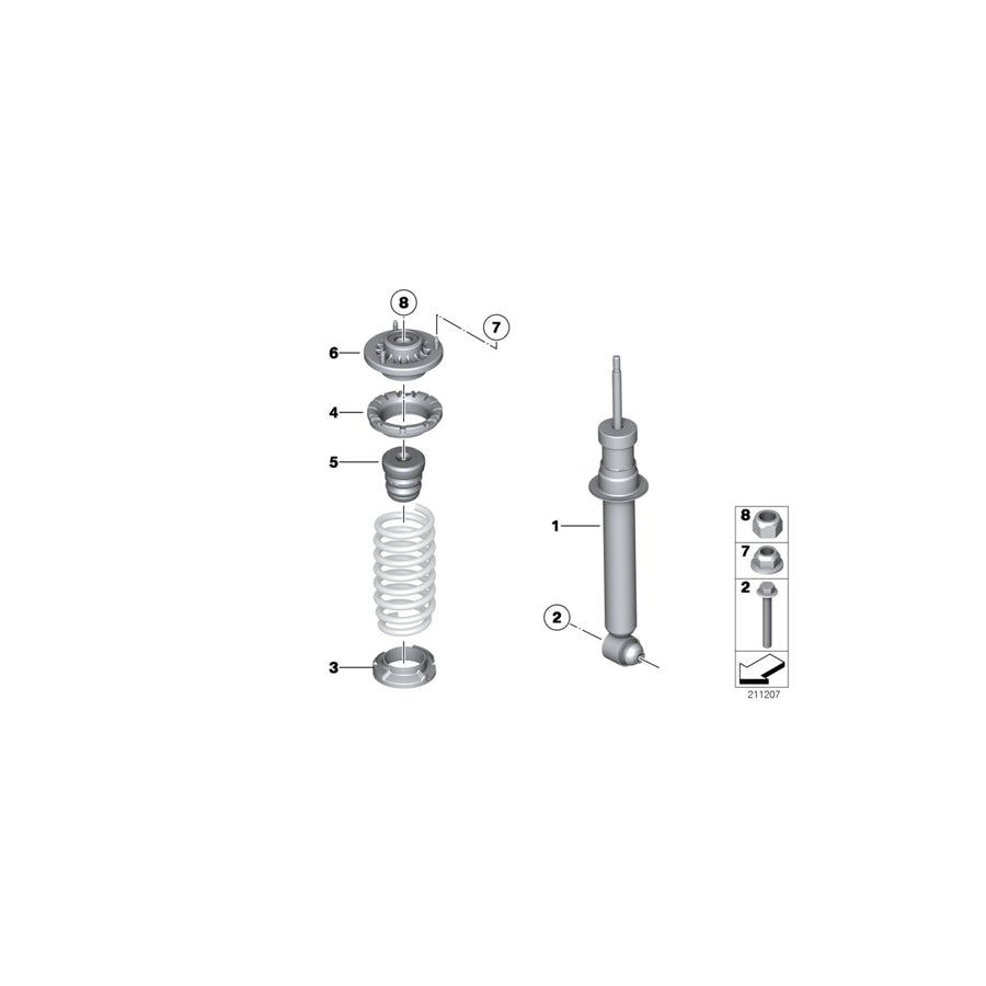 Genuine BMW 33526784023 F10 Spring Strut, Rear (Inc. 550i) | Duco Car Parts UK