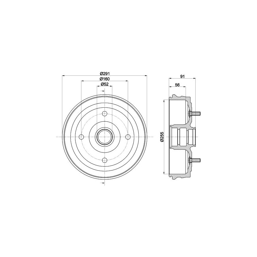 Hella 8DT 355 300-891 Brake Drum