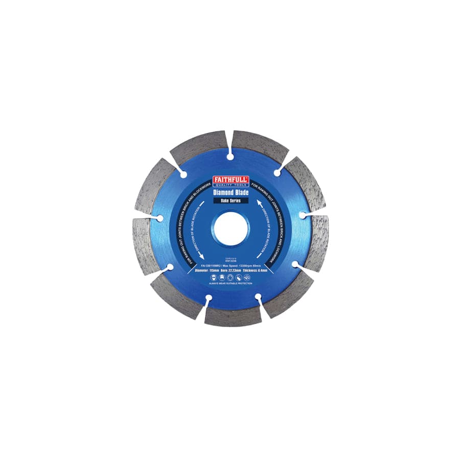 Faithfull FAIDB115MR2 Mortar Raking Diamond Blade 115 x 22mm | Duco Car Parts UK