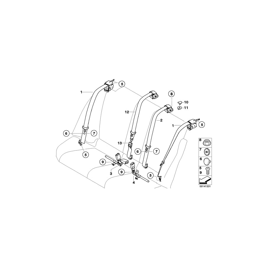 Genuine BMW 72117245887 E90 Upper Belt Rear SCHWARZ (Inc. 328xi, 328i & 335d) | Duco Car Parts UK