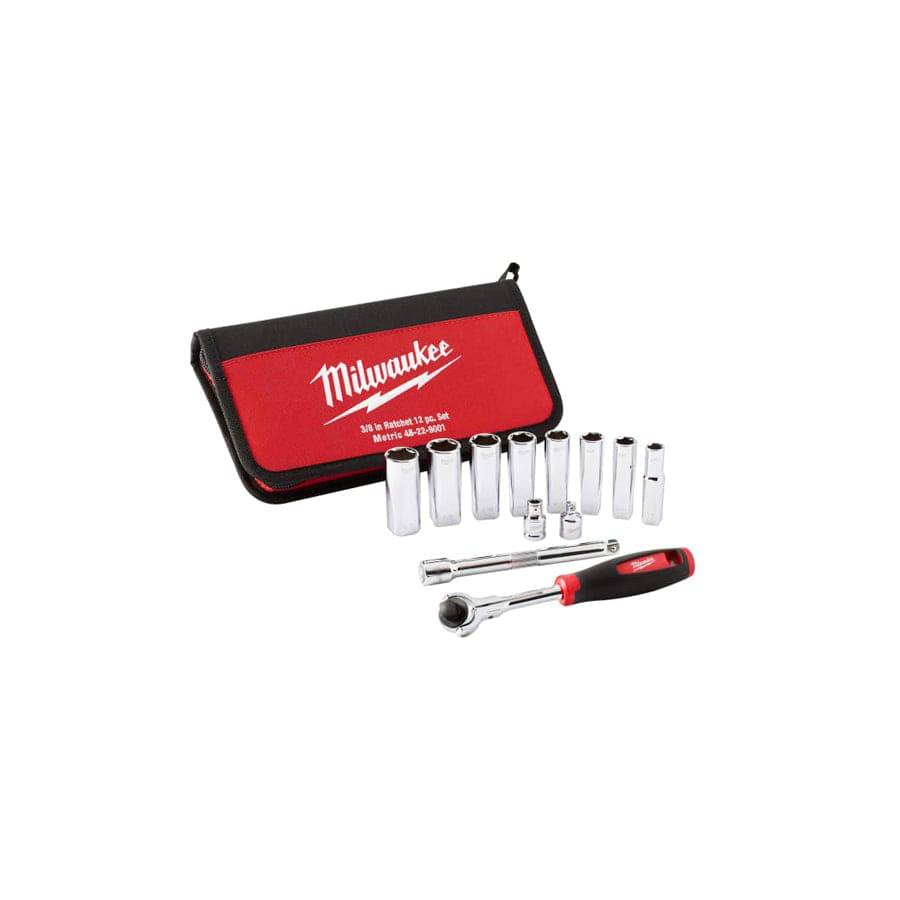 Milwaukee Hand Tools MHT48229001 Tradesman 3/8in Ratchet Set 12 Piece | Duco Car Parts UK