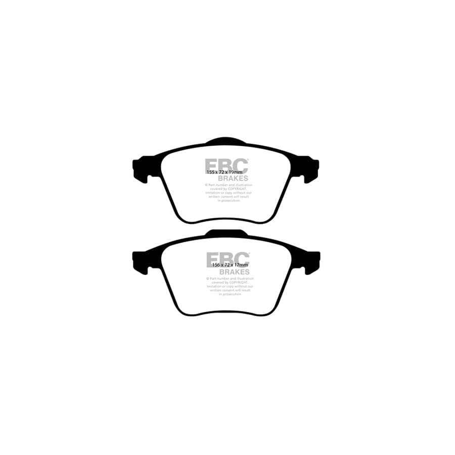 EBC PD03KF1240 Volvo Yellowstuff Front Brake Pad & Plain Disc Kit - ATE Caliper (Inc. S60 Mk1, S80 Mk1, V70 Mk2) 2 | Duco Car Parts UK Car Parts