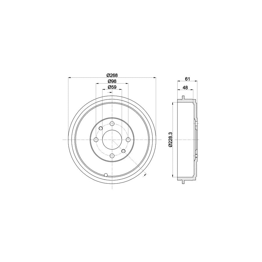 Hella 8DT 355 301-091 Brake Drum