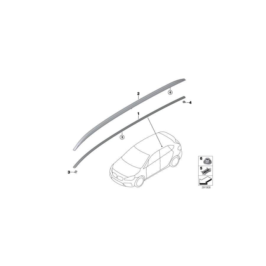 Genuine BMW 51137399322 F46 F45 Support, Roof Trim Strip, Front (Inc. 218d, 225i & 218dX) | Duco Car Parts UK Car Parts