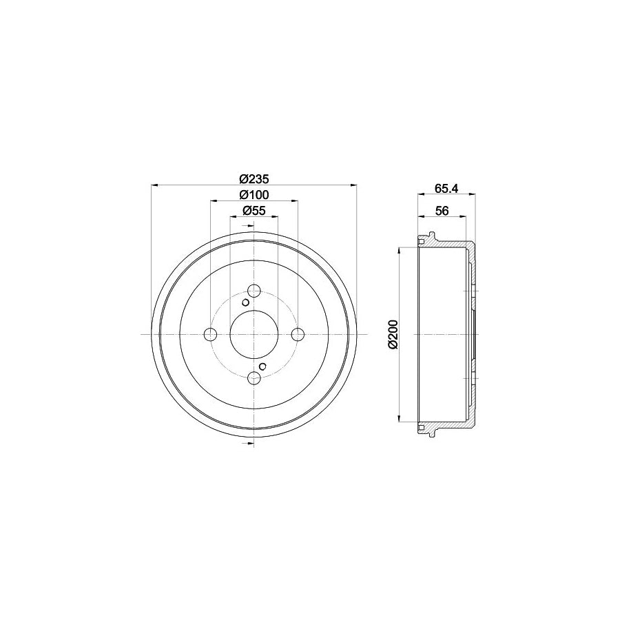 Hella 8DT 355 301-501 Brake Drum