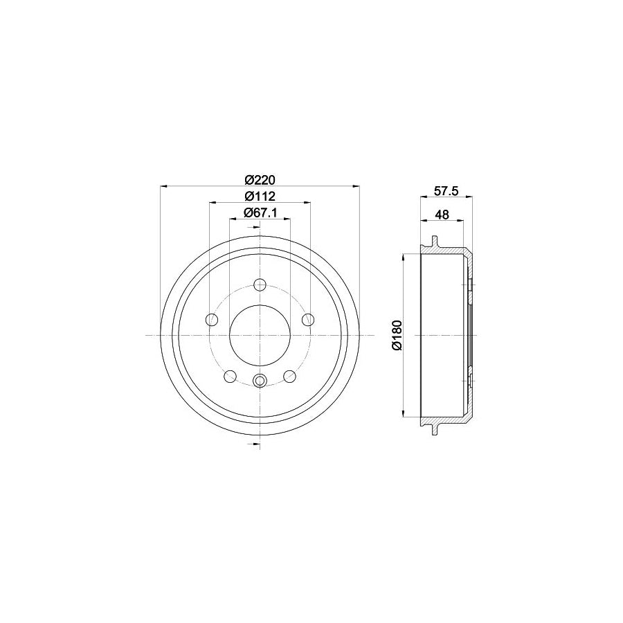 Hella 8DT 355 301-451 Brake Drum Suitable For Mercedes-Benz A-Class (W168)