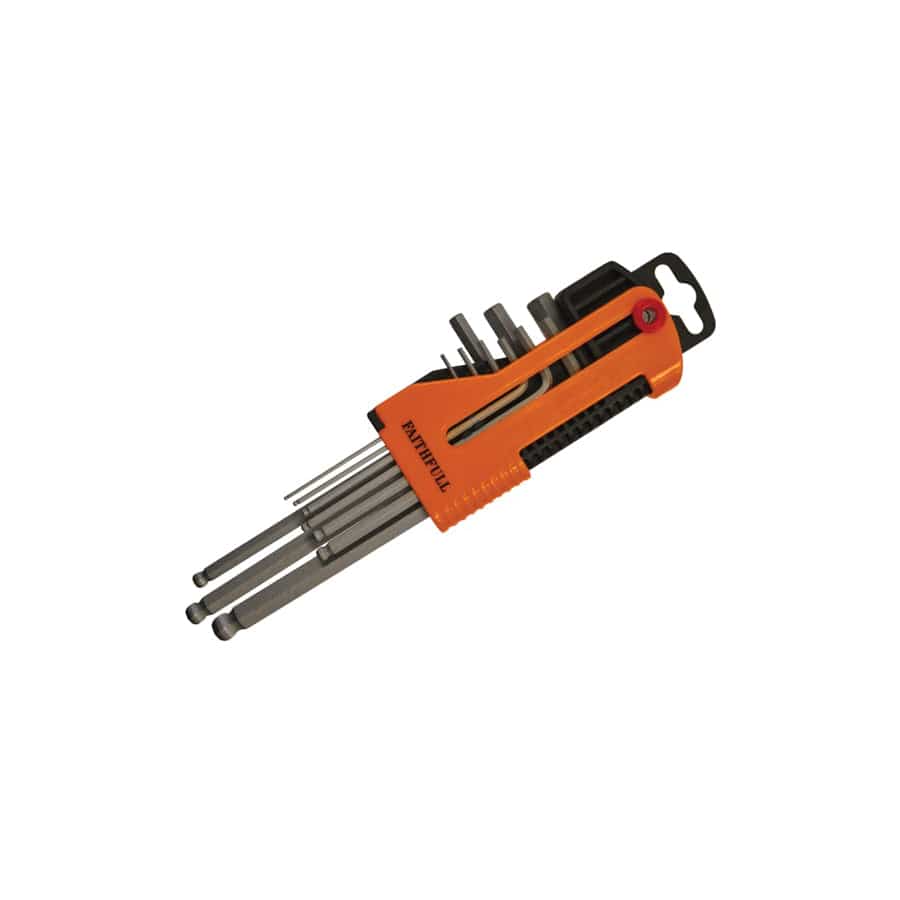 Faithfull FAIHKS9MBLA Metric Long Arm Ball End Hex Key Set, 9 Piece | Duco Car Parts UK