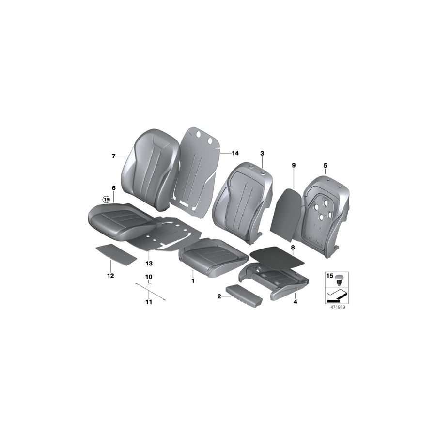 Genuine BMW 52107352308 F15 Cover, Comfort Backrest, Perf. Lthr, Rt SCHWARZ (Inc. X5 40dX, X5 M50dX & X5 50iX) | Duco Car Parts UK