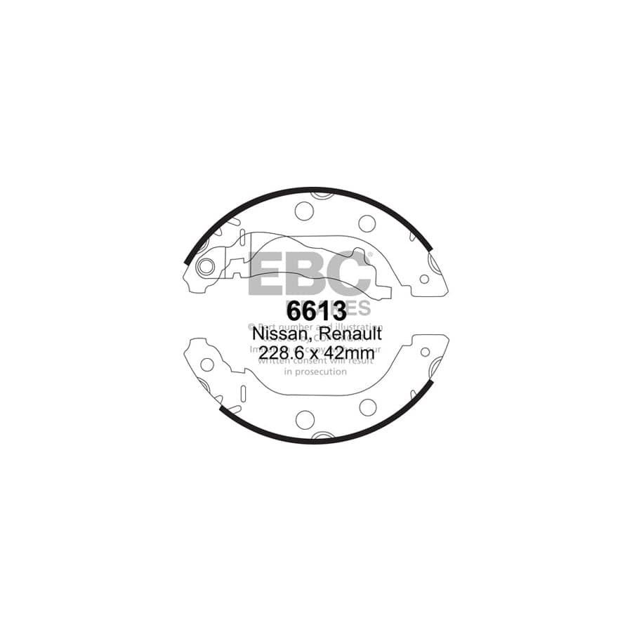 EBC 6613 Nissan Renault Rear Brake Shoes - Girling/TRW Caliper (Inc. Primera, Kubistar, Kangoo) 1 | Duco Car Parts UK Car Parts