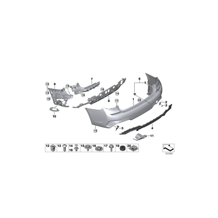 Genuine BMW 51128075816 G20 Grill, Bumper, Rear Right M (Inc. 320iX, 320d & 330e) | Duco Car Parts UK Car Parts