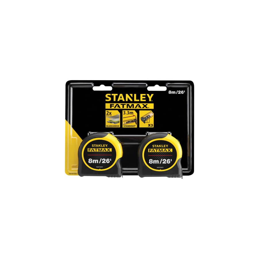 STANLEY® STA581558 FatMax® Classic Tape Twin Pack 8m/26ft (Width 32mm) | Duco Car Parts UK