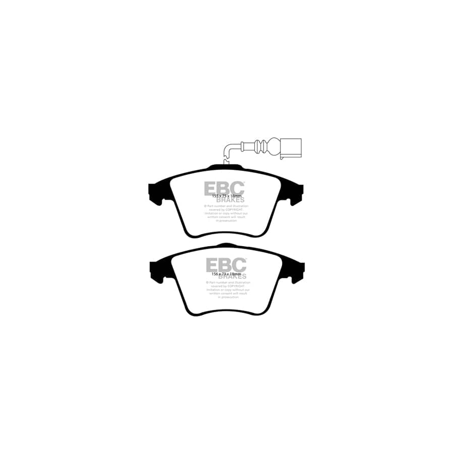 EBC PD03KF1333 VW Yellowstuff Front Brake Pad & Plain Disc Kit - Girling/TRW/ATE Caliper (Inc. Caravelle & Transporter) 2 | Duco Car Parts UK Car Parts