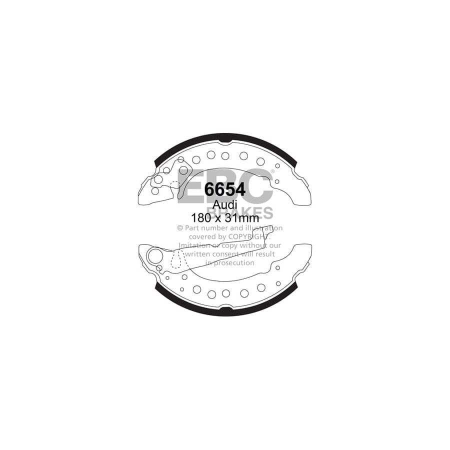 EBC 6654 Audi VW Rear Brake Shoes (Inc. A2 & Lupo) 1 | Duco Car Parts UK Car Parts