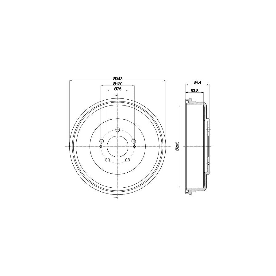 Hella 8DT 355 301-871 Brake Drum