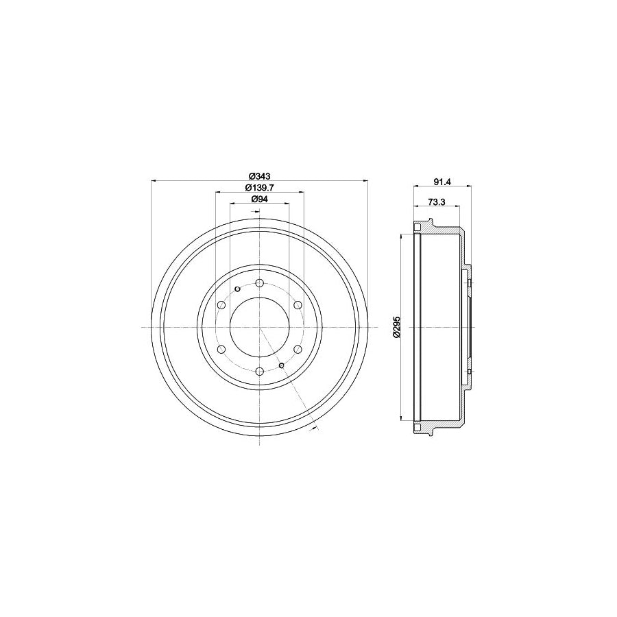 Hella 8DT 355 301-821 Brake Drum