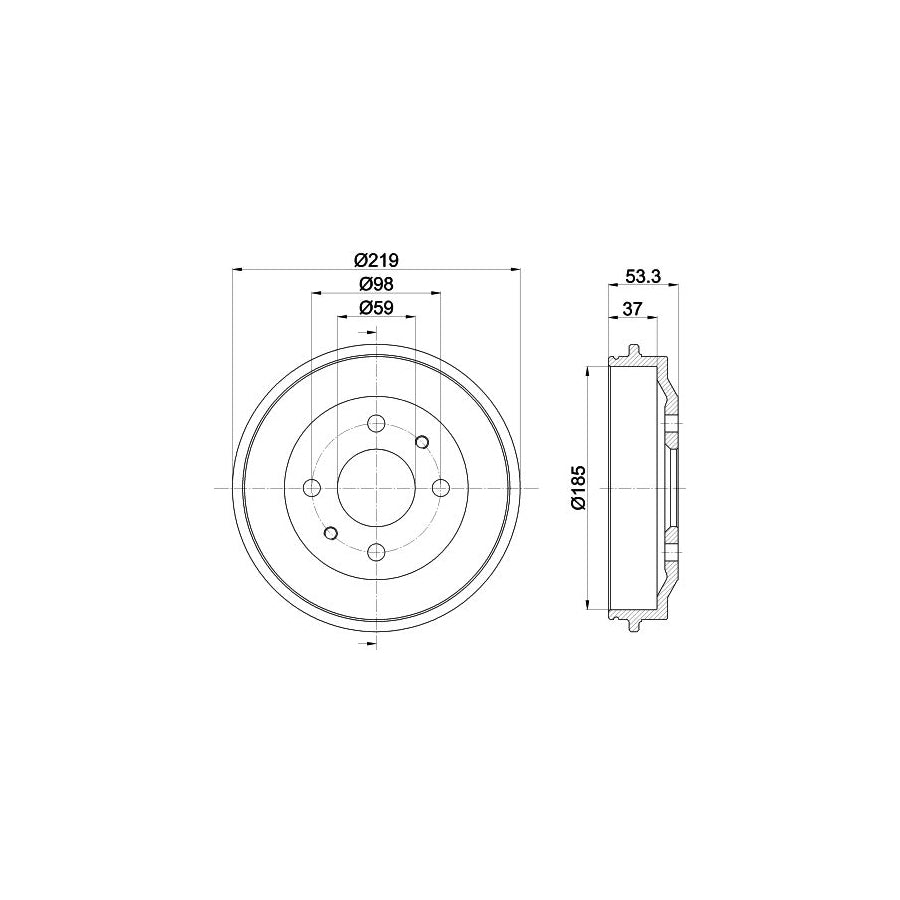 Hella 8DT 355 301-961 Brake Drum