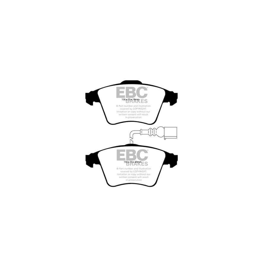 EBC PD03KF1403 VW Touareg Yellowstuff Front Brake Pad & Plain Disc Kit - ATE Caliper 2 | Duco Car Parts UK Car Parts