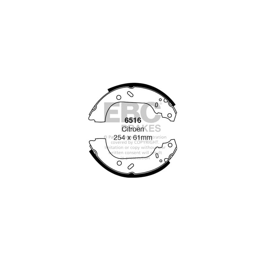 EBC 6516 Citroen Fiat Lancia Peugeot Rear Brake Shoes - Girling/TRW/ATE Caliper 1 | Duco Car Parts UK Car Parts