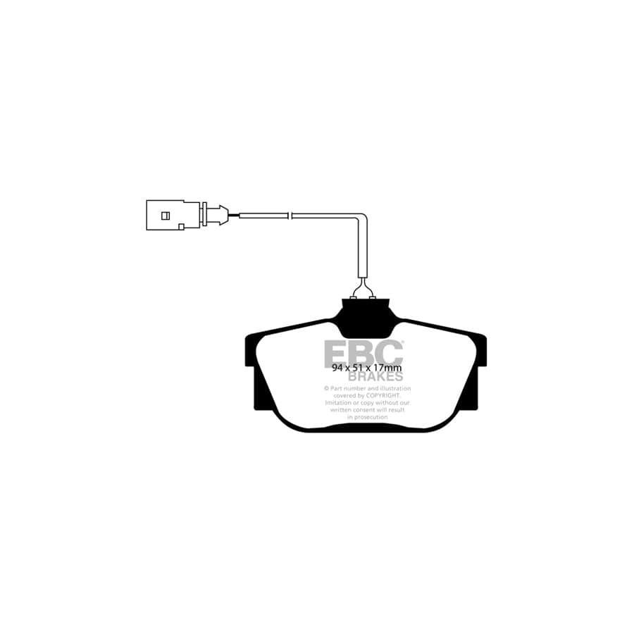 EBC PD01KR696 Seat Alhambra (7M) Greenstuff Rear Brake Pad & Plain Disc Kit - Girling/TRW Caliper 2 | Duco Car Parts UK Car Parts