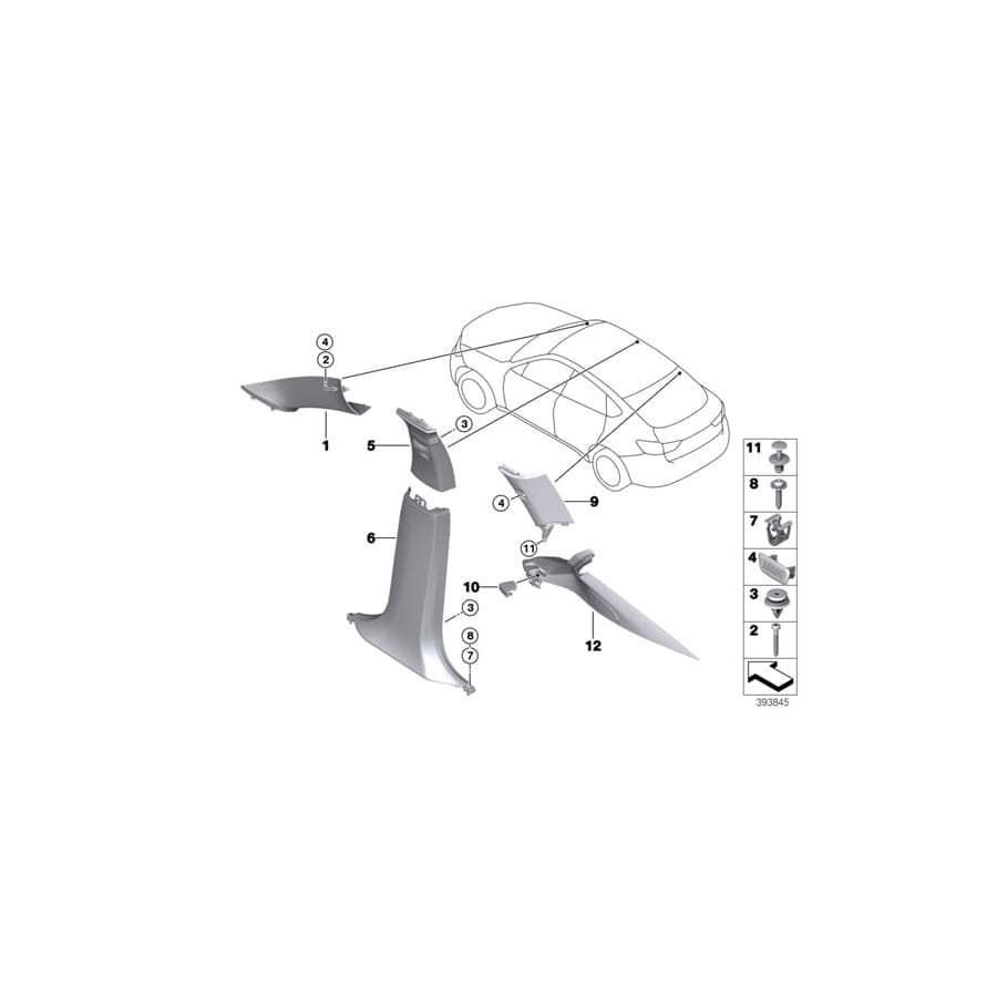 Genuine BMW 51437369052 F16 Cover, Column D, Right GRAU (Inc. X6 50iX 4.0, X6 50iX 4.4 & X6 50iX) | Duco Car Parts UK Car Parts