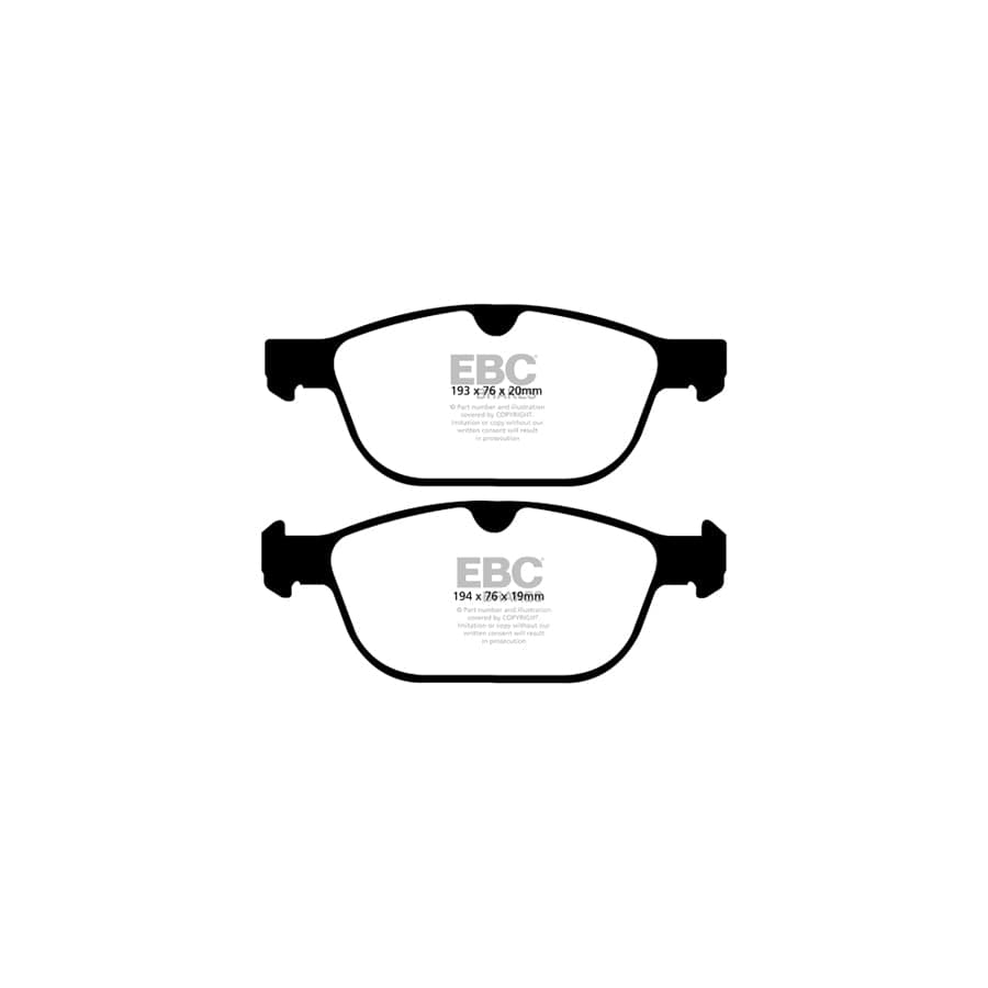 EBC PD03KF1428 Volvo XC90 Yellowstuff Front Brake Pad & Plain Disc Kit - ATE Caliper 2 | Duco Car Parts UK Car Parts