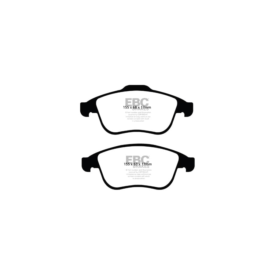 EBC PD03KF1432 Renault Yellowstuff Front Brake Pad & Plain Disc Kit - Girling/TRW Caliper 2 | Duco Car Parts UK Car Parts