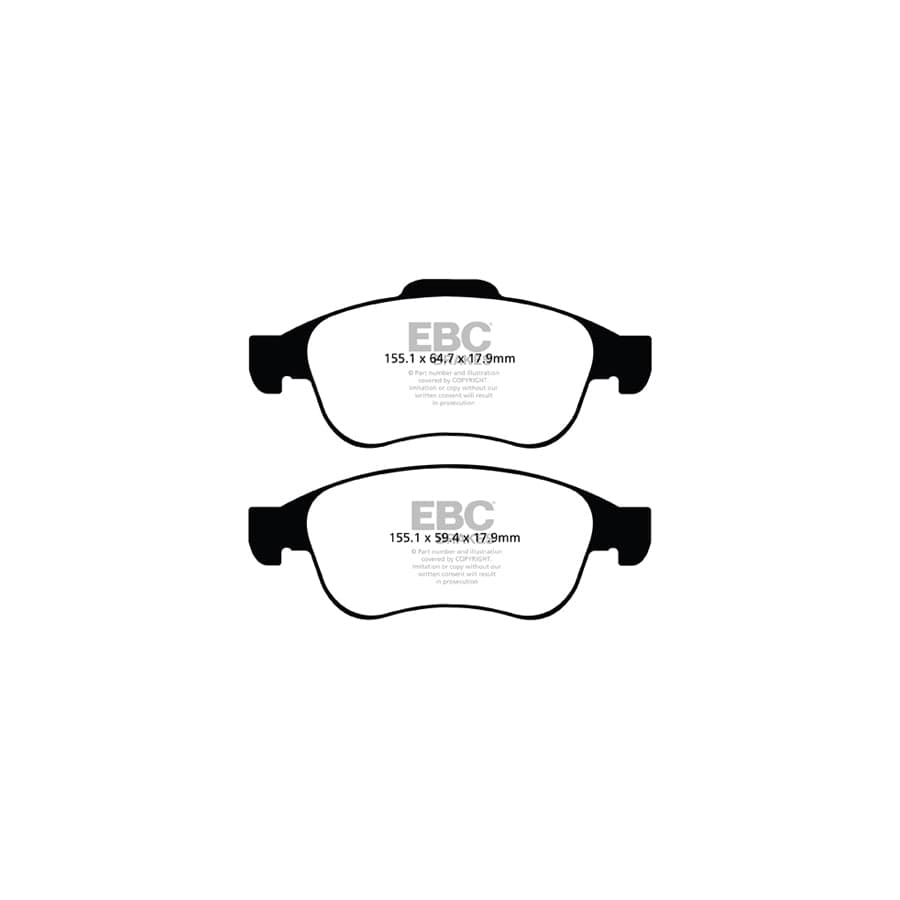 EBC PD03KF1431 Dacia Renault Yellowstuff Front Brake Pad & Plain Disc Kit - TRW Caliper 2 | Duco Car Parts UK Car Parts