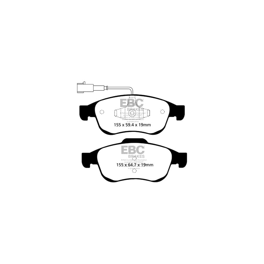 EBC PD03KF1441 Alfa Romeo Giulietta (940) Yellowstuff Front Brake Pad & Plain Disc Kit 2 | Duco Car Parts UK Car Parts