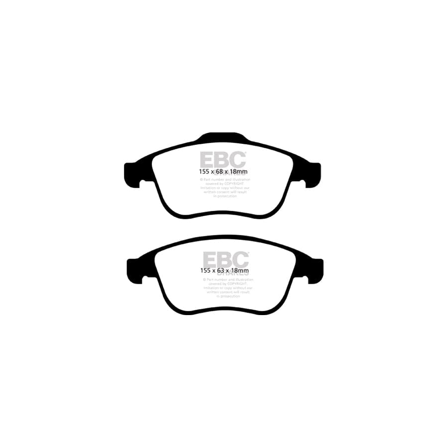 EBC PD03KF1439 Renault Yellowstuff Front Brake Pad & Plain Disc Kit - Girling/TRW/ATE Caliper 2 | Duco Car Parts UK Car Parts