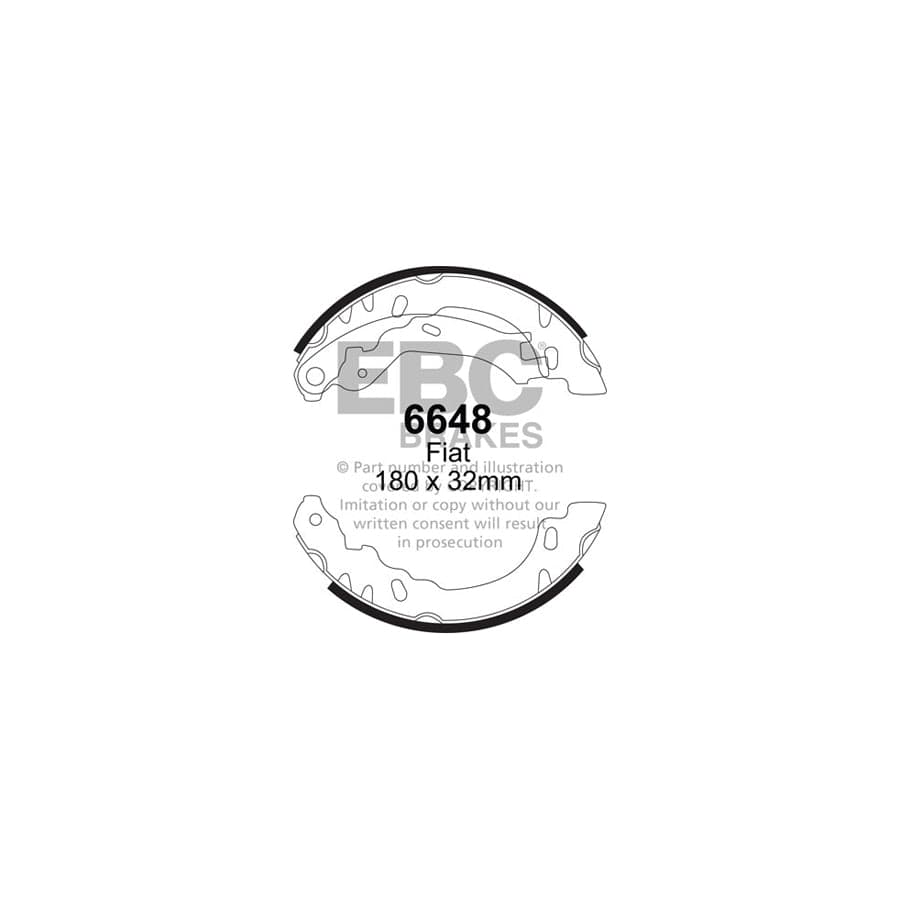EBC 6648 Fiat Ford Rear Brake Shoes (Inc. 500, Panda, Ka) 1 | Duco Car Parts UK Car Parts