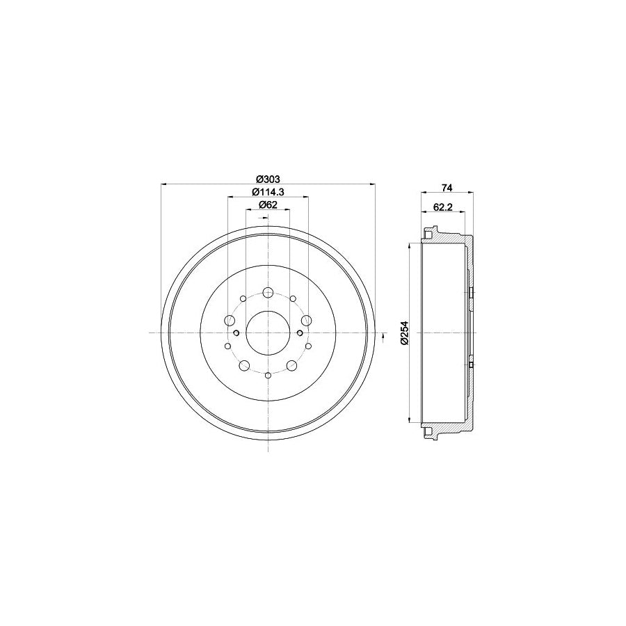 Hella 8DT 355 302-511 Brake Drum For Toyota Hilux Pick-Up