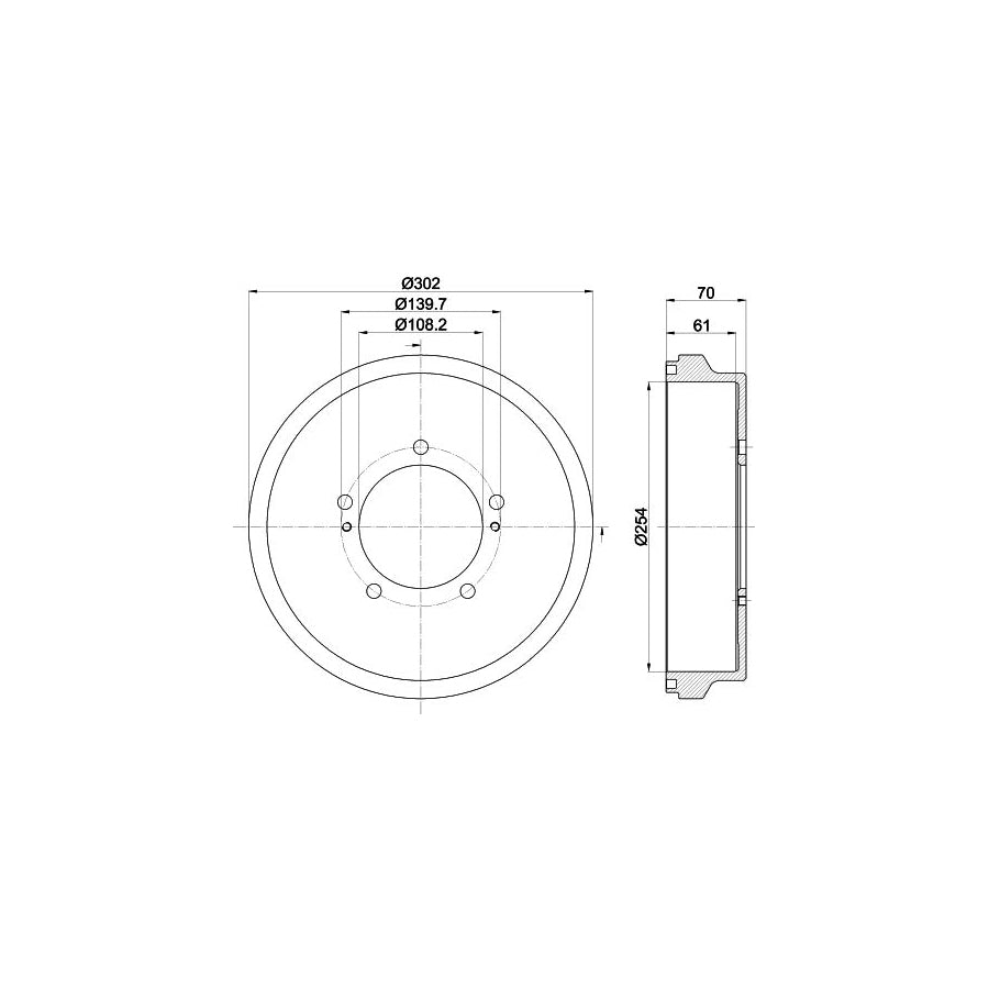 Hella 8DT 355 302-721 Brake Drum For Suzuki Grand Vitara I Off-Road (FT, HT)