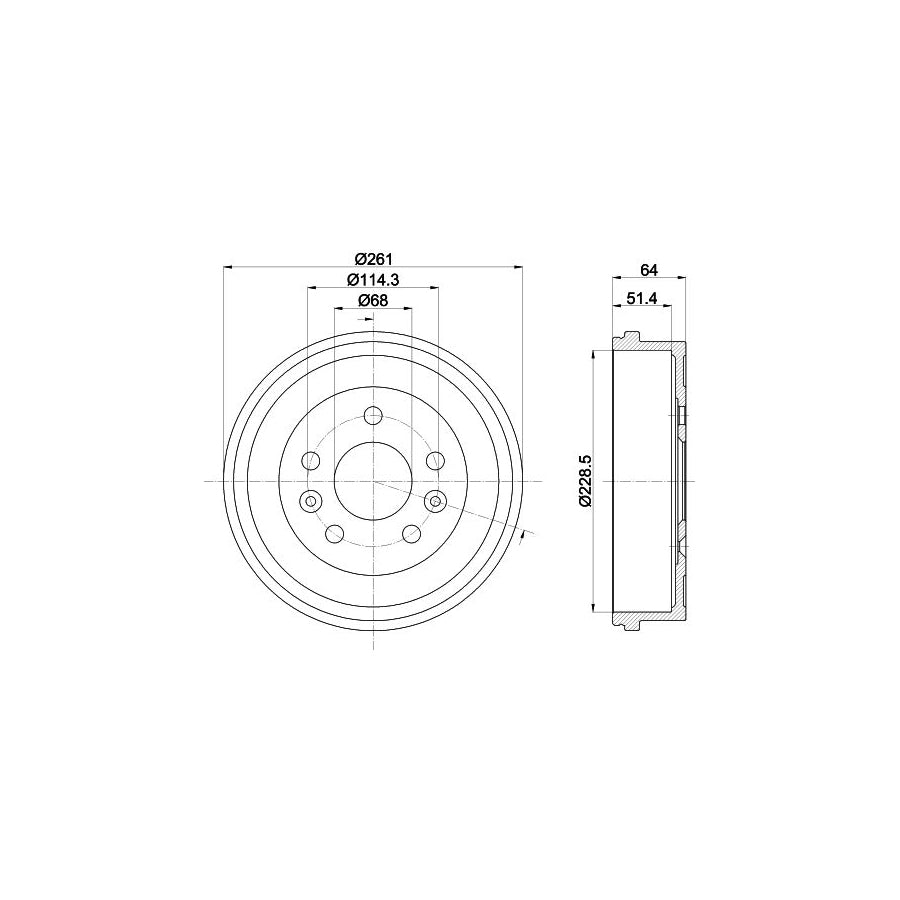 Hella 8DT 355 303-151 Brake Drum