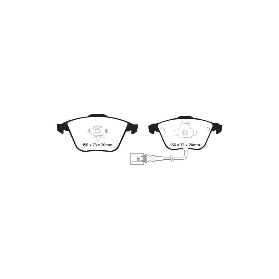 EBC PD12KF022 Audi Seat Skoda VW Redstuff Front Brake Pad & GD Disc Kit - Girling/TRW Caliper 2 | Duco Car Parts UK Car Parts