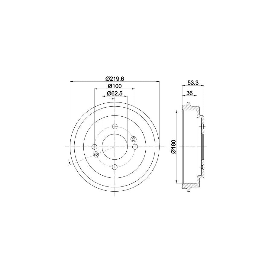 Hella 8DT 355 303-061 Brake Drum For Kia Picanto