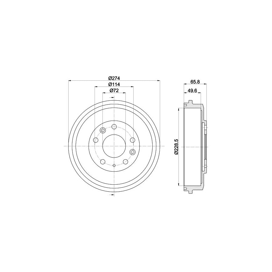 Hella 8DT 355 303-271 Brake Drum