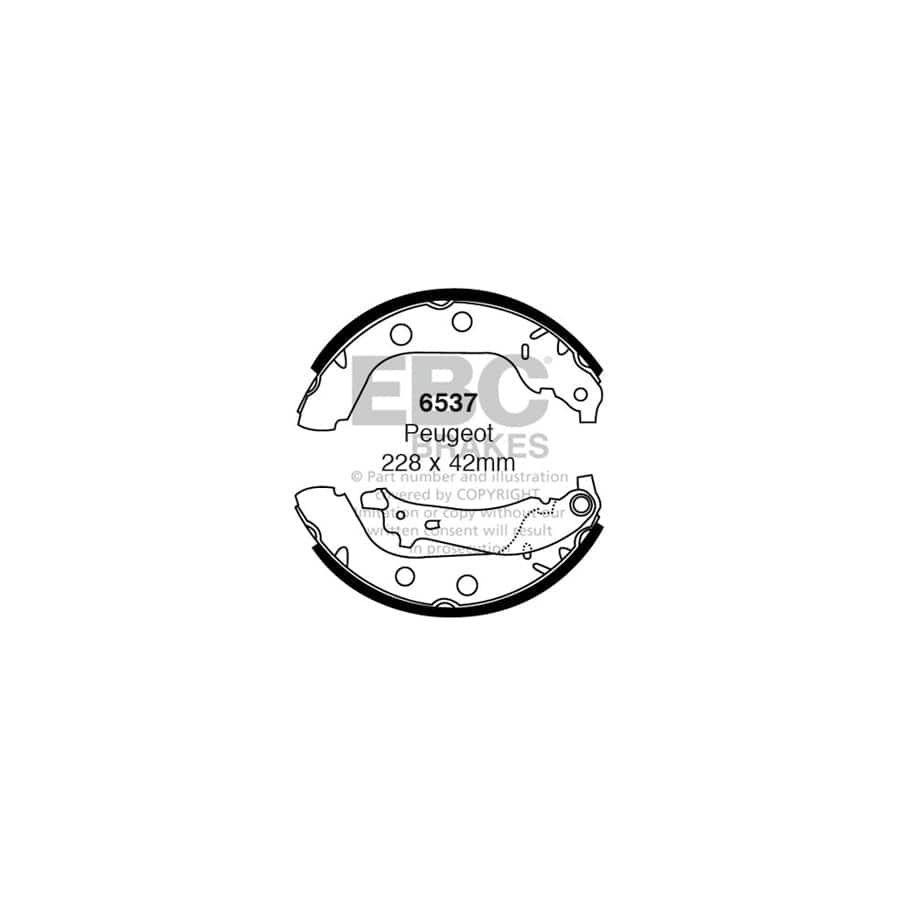 EBC 6537 Peugeot 406 Rear Brake Shoes - ATE Caliper 1 | Duco Car Parts UK Car Parts