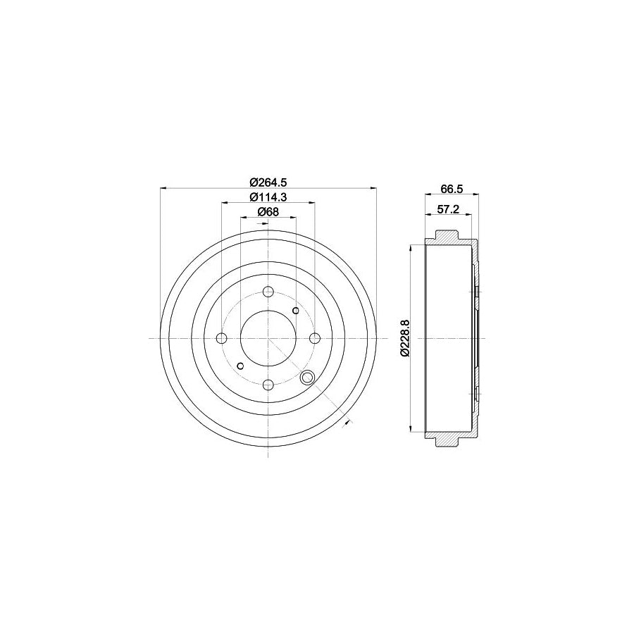 Hella 8DT 355 303-231 Brake Drum For Nissan Nv200