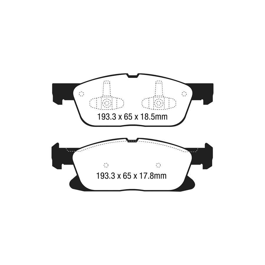 EBC PD03KF1571 Ford Yellowstuff Front Brake Pad & Plain Disc Kit - ATE Caliper (Inc. Edge, Galaxy Mk3, S-Max Mk2) 2 | Duco Car Parts UK Car Parts