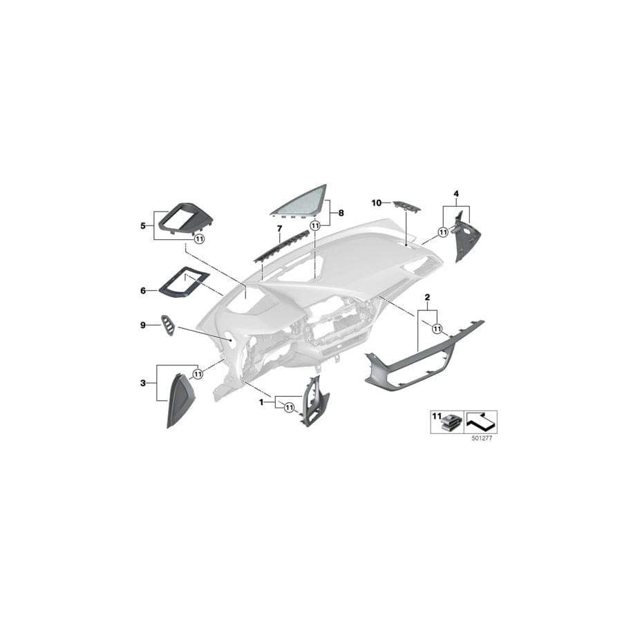 Genuine BMW 51457911479 F40 F44 Trim, Instrum.Panel, Illum.Driver NIZZA (Inc. 118d, 220d & 120dX) | Duco Car Parts UK Car Parts