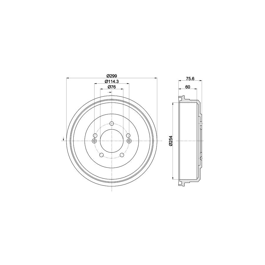Hella 8DT 355 303-351 Brake Drum For Hyundai Santa Fe I (SM)