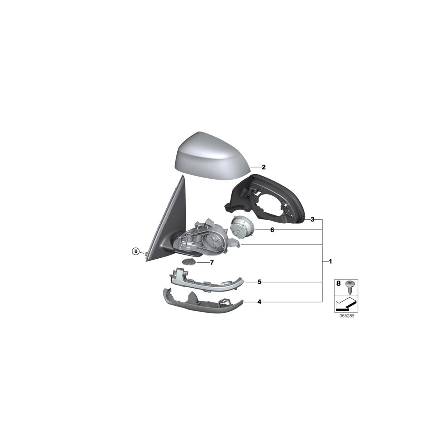 Genuine BMW 51167364041 F15 Exterior Mirror, No Lens, Heated, Left (Inc. X5 50iX 4.0, X5 35dX & X5 35iX) | Duco Car Parts UK