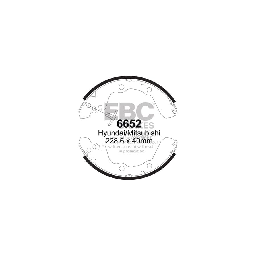 EBC 6652 Hyundai Mitsubishi Rear Brake Shoes - Akebono Caliper 1 | Duco Car Parts UK Car Parts