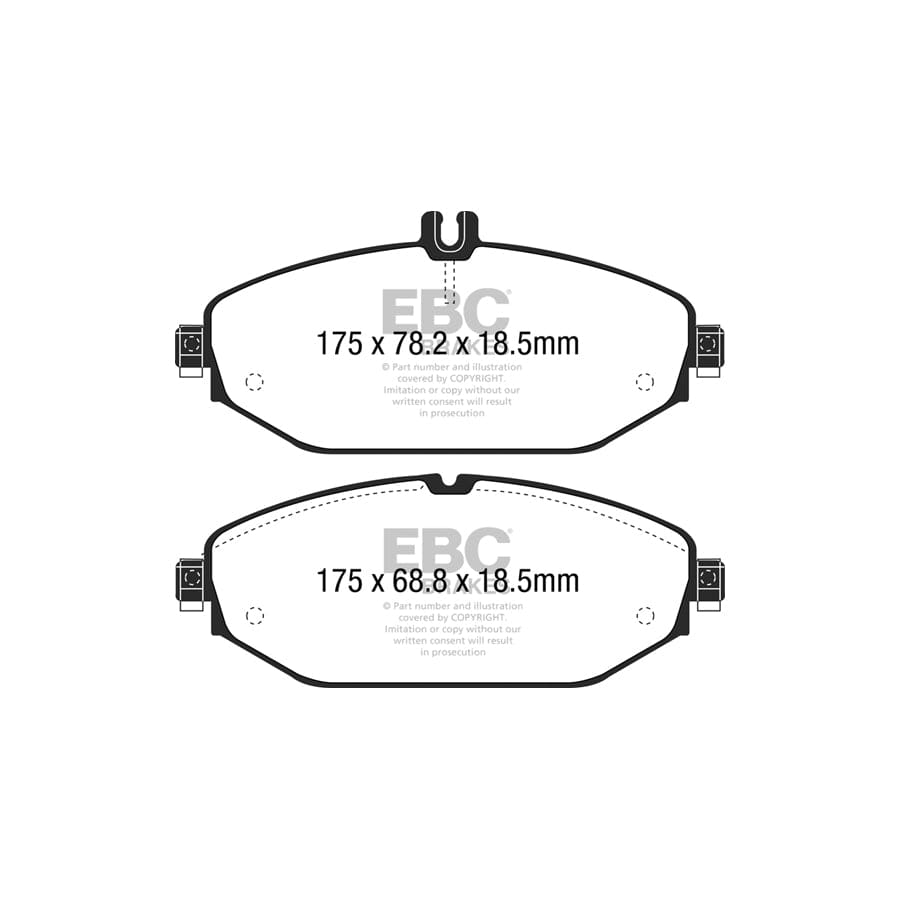 EBC PD03KF1638 Mercedes-Benz W/S/C/A205 W/S213 A/C238 Yellowstuff Front Brake Pad & Plain Disc Kit - ATE/TRW Caliper 2 | Duco Car Parts UK Car Parts