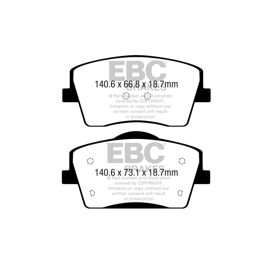 EBC PD03KF1645 Volvo XC40 Yellowstuff Front Brake Pad & Plain Disc Kit 2 | Duco Car Parts UK Car Parts