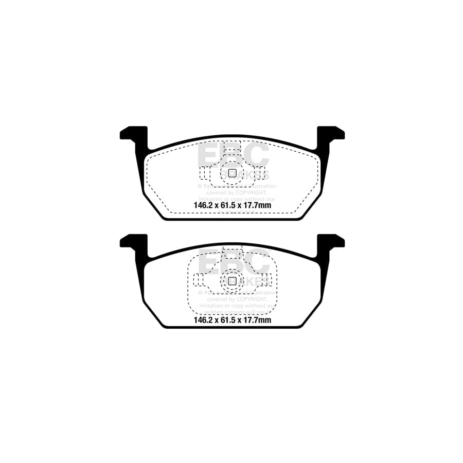 EBC PD03KF1649 Audi Seat Skoda VW Yellowstuff Front Brake Pad & Plain Disc Kit - Girling/TRW Caliper 2 | Duco Car Parts UK Car Parts