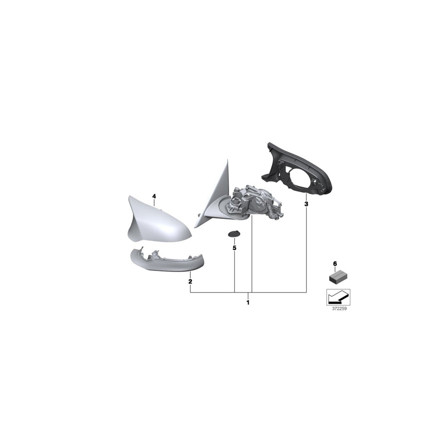 Genuine BMW 51168059421 F31 F80 Exterior Mirror, No Lens, Heated, Left SHADOW LINE M (Inc. 335dX, 318i & 335i) | Duco Car Parts UK