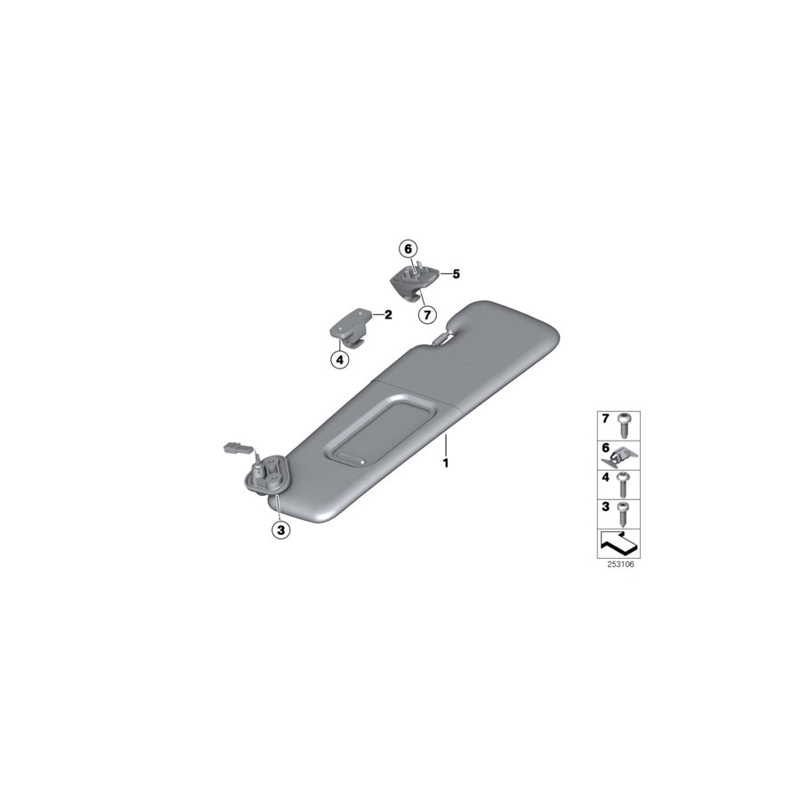 Genuine BMW 51168052475 F06 F13 Sun Visor With Label, Left ANTHRAZIT (Inc. 640iX, 650iX & Alpina B6) | Duco Car Parts UK